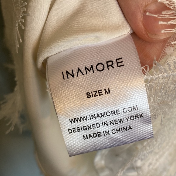 INAMORE Womens Size M Mariposa Little White Dress Mini Lace Appliqué Flowers - Picture 9 of 16